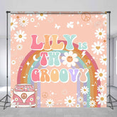 Aperturee - Aperturee White Daisy Two Groovy Custom Name Birthday Backdrop